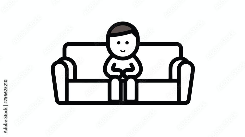 sitting on sofa line icon vector. sitting on sofa