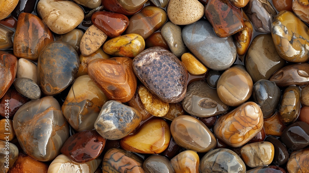 Close up of colorful pebble stones Close up of colorful pebble stones