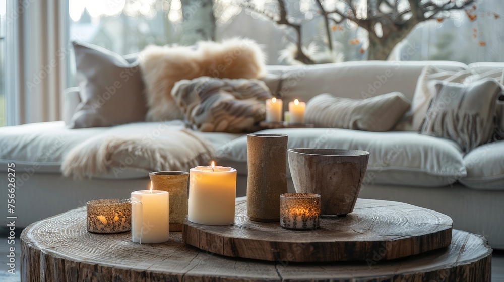 Well-Furnished Living Room With Candles