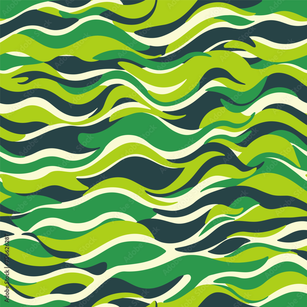Abstract seamless pattern in green colors. Wavy print Abstract seamless pattern in green colors. Wavy print
