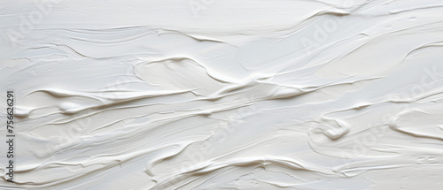 Closeup of impasto abstract rough white art painting