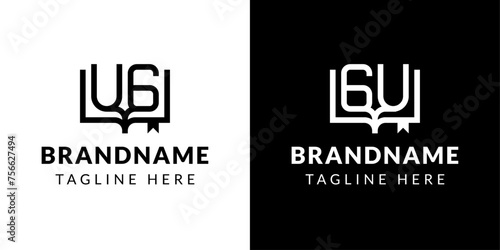 Letters GU and UG Book Logo, suitable for business related to book with GU or UG initials