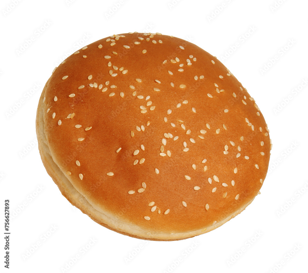 One fresh hamburger bun isolated on white One fresh hamburger bun isolated on white
