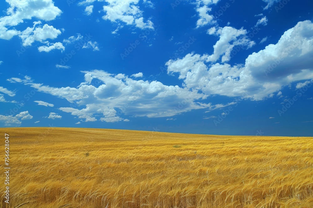 Golden Wheat Field Under Blue Sky Golden Wheat Field Under Blue Sky