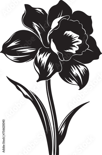 Daffodil Flower Silhouette Vector Illustration White Background