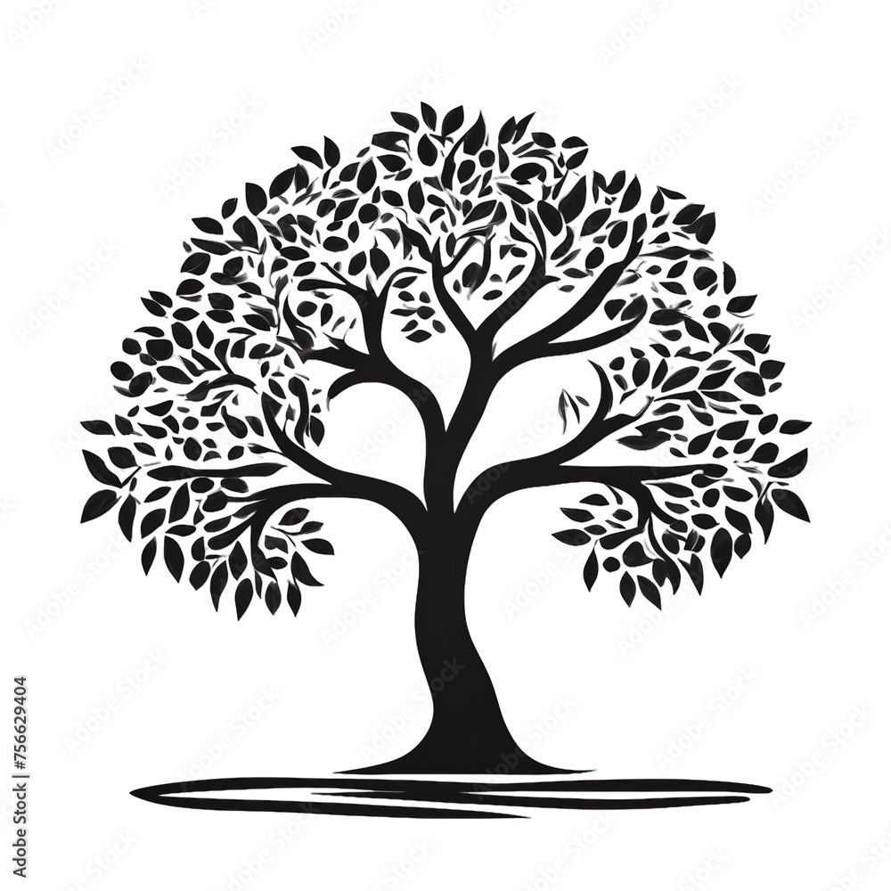Obraz premium Tree silhouette icon on transparent background