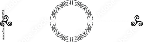 Grunge Celtic Header with Round Knot and Triskele Spirals