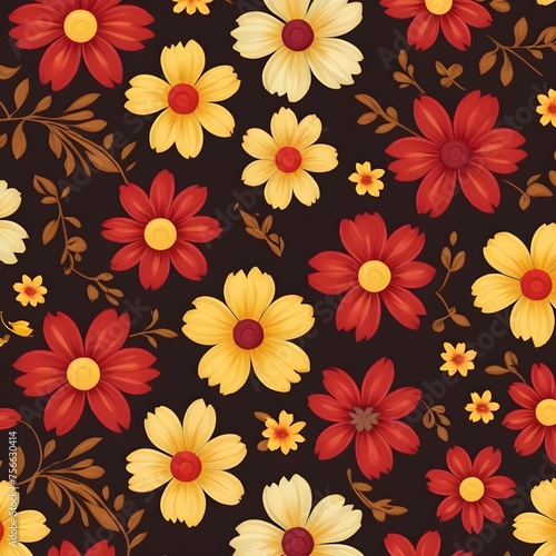  All Over Flower Digital Printed pattern Digital textile design hand draw motifs beautiful flowers 