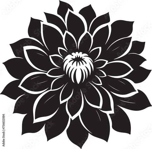 Dahlia Flower Silhouette Vector Illustration White Background