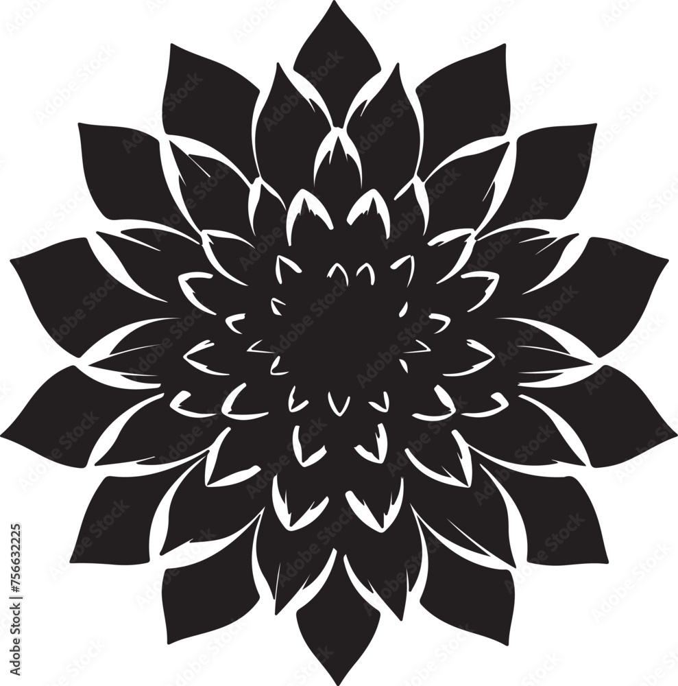 Dahlia Flower Silhouette Vector Illustration White Background Dahlia Flower Silhouette Vector Illustration White Background