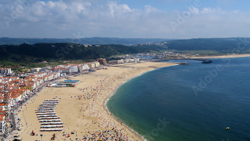 Praia da Vila Nazaré, Nazaré, Portugal. The busiest beach on the west coast and one of the most traditional fishing villages    