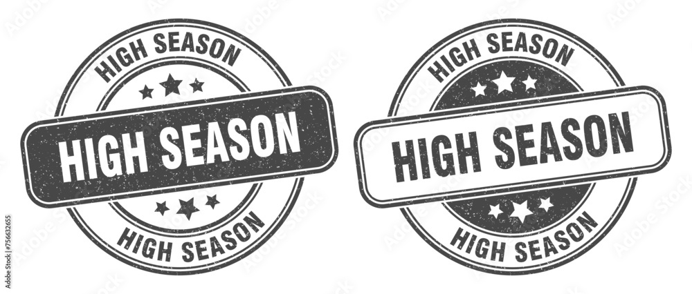 high season stamp. high season label. round grunge sign high season stamp. high season label. round grunge sign