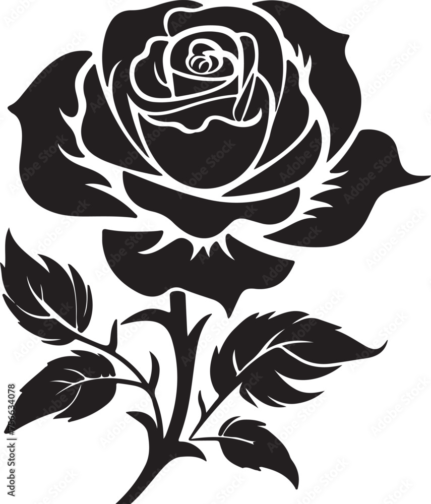 Rose Flower Silhouette Vector Illustration White Background Rose Flower Silhouette Vector Illustration White Background