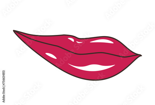 The smirk of a girl. Lips. Vector illustration of sexy woman's glossy lips. Isolated