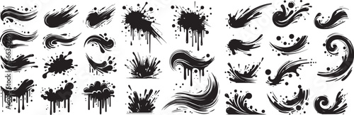 spilled farm shapes, irregular abstract ink patterns, black vector graphic