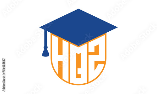 HQZ initial letter academic logo design vector template. school college logo, university logo, graduation cap logo, institute logo, educational logo, library logo, teaching logo, book shop, varsity	
 photo