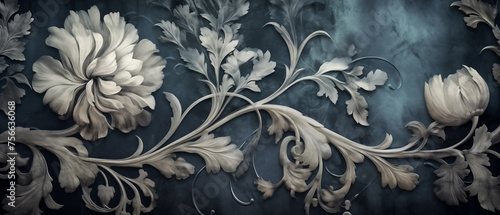 Antique wallpaper design inspired by the French royal court of the 1700's. Weathered and faded inspiration from an old French chateaus. intricate resource background and wallpaper.