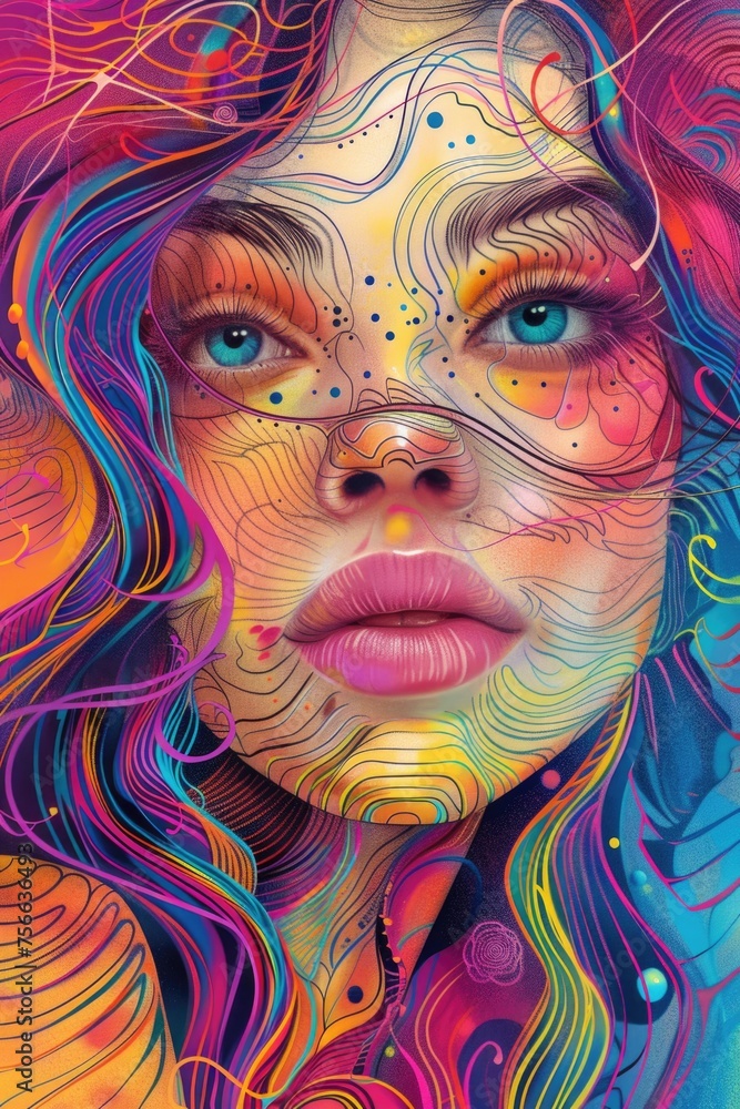 Vibrant Spectrum: Colorful Line Art Fusion - Abstract Desktop Wallpaper
