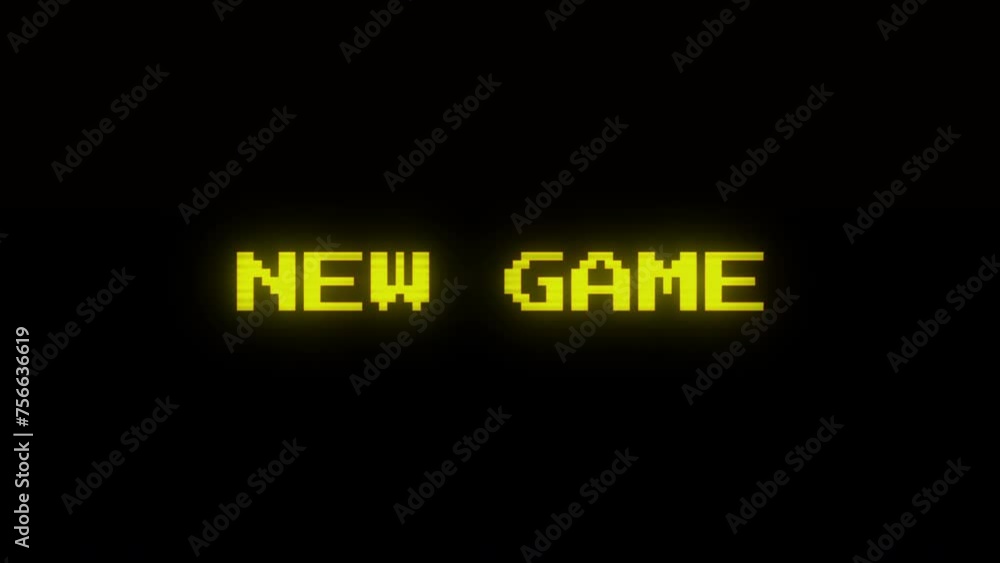 Set of popping texts: New Game, Game Start, Game Loading, Game Paused, Game Menu, Save Game, Game Over. For video games and gaming videos.