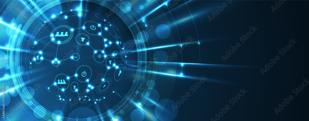 Obraz premium Cyber security and information or network protection. Future cyber technology web services for business and internet project