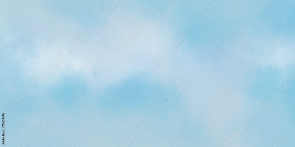  Abstract cloudy sky background. Blue color pastel clouds. Watercolor texture background. Soft clouds in the sky. Abstract painting banner.picture painting illustration background.