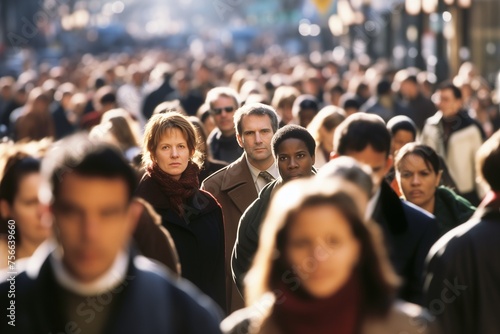 Crowd of people walking on a city street © blvdone