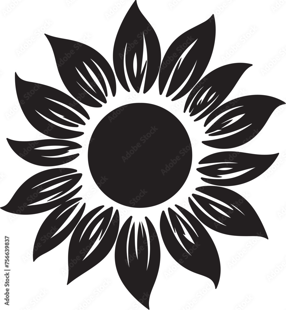 Sunflower Silhouette Vector Illustration White Background Sunflower Silhouette Vector Illustration White Background