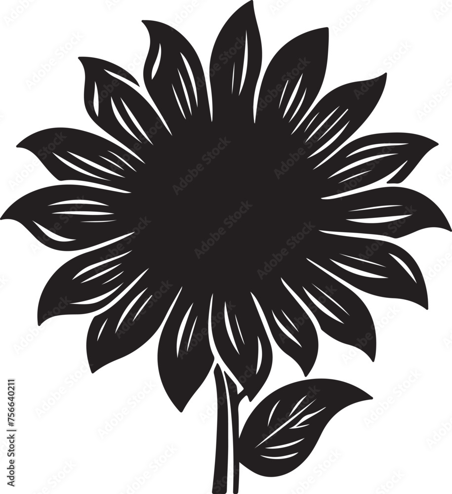 Sunflower Silhouette Vector Illustration White Background Sunflower Silhouette Vector Illustration White Background