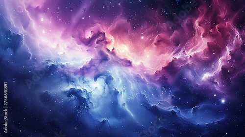 Breathtaking and vibrant galaxy backdrop for your design, Vibrant Cosmic Nebula with Stars and Space Dust