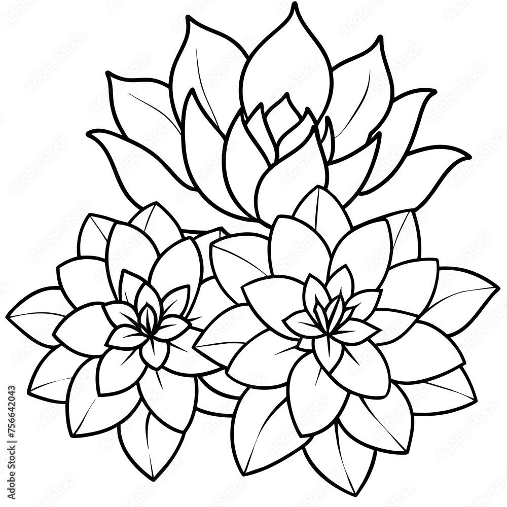 Outline  doodle  flowers  for  adult coloring  book page