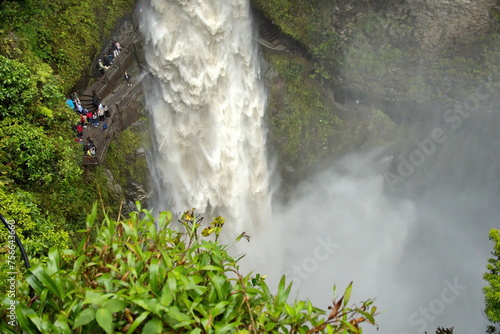 The Pailon del Diablo waterfall in Banos, Ecuador