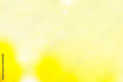 Abstract blurred fresh vivid spring summer light delicate pastel yellow white bokeh background texture with bright circular soft color lights. Beautiful backdrop illustration.