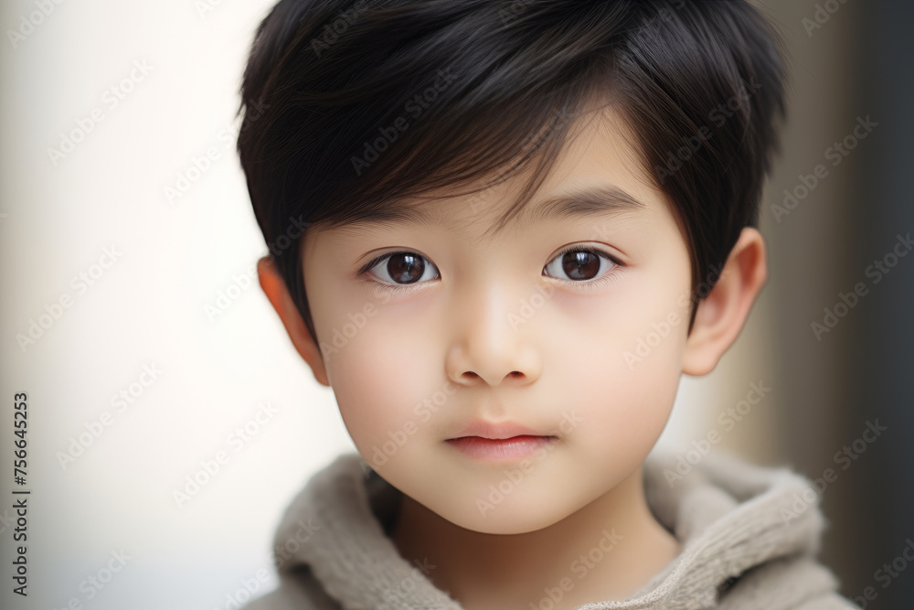 Portrait of an Asian boy, close-up