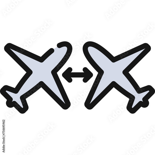 Planes Crossing Paths Icon