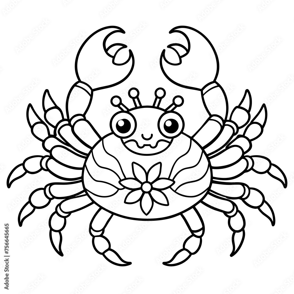 Coloring Page Line Art  cartoon  crab
