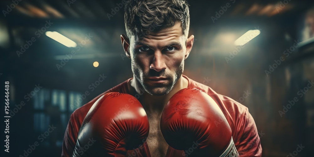 Training with Tenacity: An Athlete in Boxing Gloves at a Gritty Gym. Concept Athletic Training, Boxing Workouts, Gritty Gyms, Boxing Gloves, Tenacity