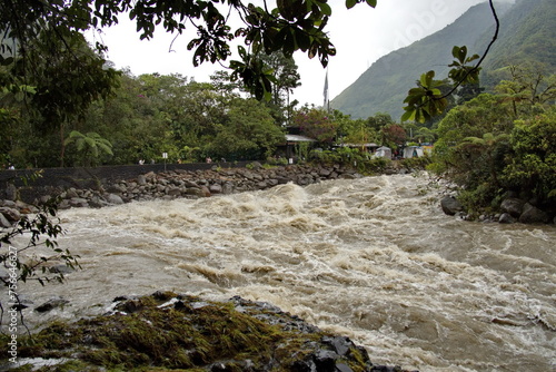 Swollen river above the Pailon del Diablo waterfall in Banos, Ecuador © Angela