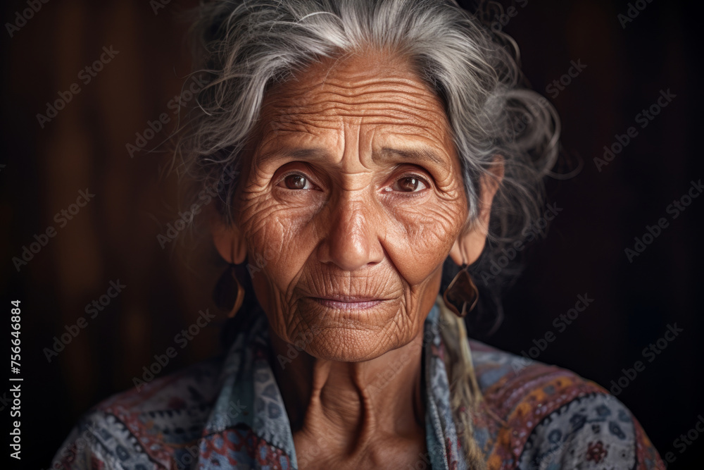 Portrait of an elderly latin woman with deep wrinkles Portrait of an elderly latin woman with deep wrinkles