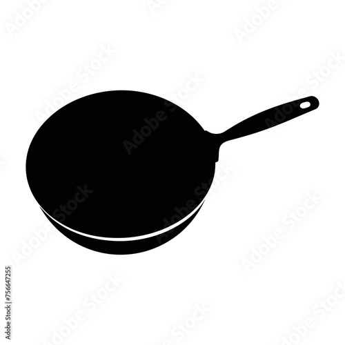 Frying Pan black silhouette. cooking frying pan icon and vector illustration