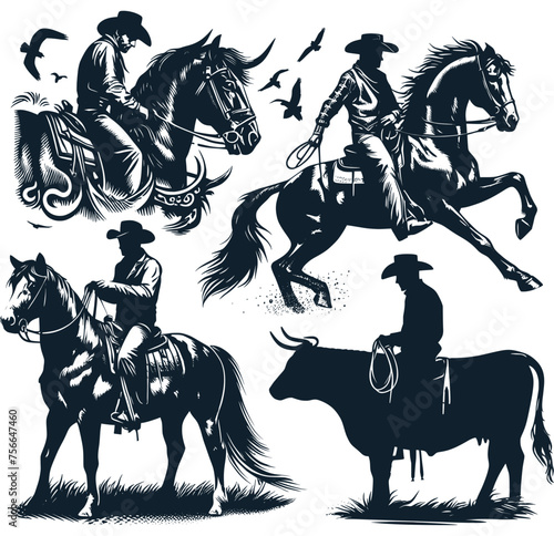 cowboy and cowgirl vector vector bundle File