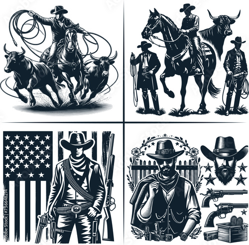 cowboy and cowgirl vector vector bundle File