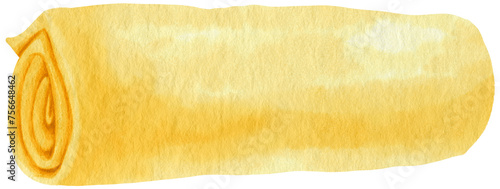 yellow beach towel picnic blanket watercolor illustration