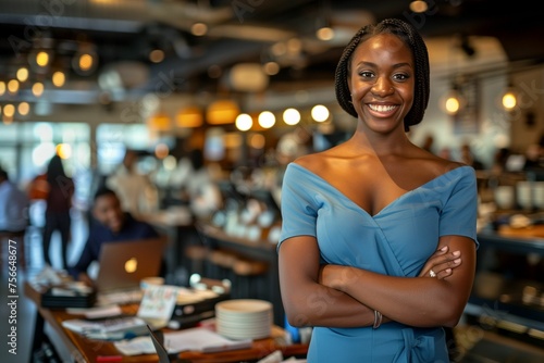 Young, confident African-american female in coffee shop