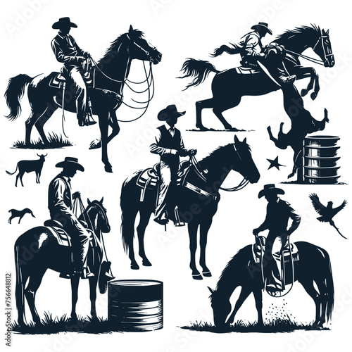 cowboy and cowgirl vector vector bundle File