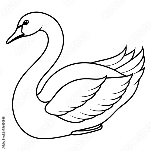 Fototapeta Naklejka Na Ścianę i Meble -  Hand drawing  artistic  swan  for  adult  coloring page line art vector