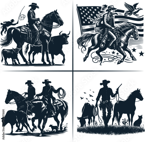 cowboy and cowgirl vector vector bundle File