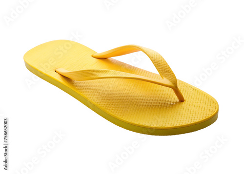 Yellow flip flops isolated on a transparent background.