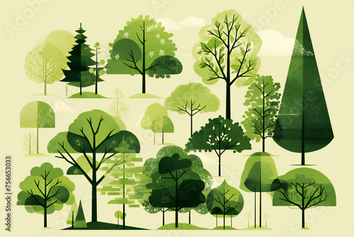 set of trees, national arbor day, Poster,Design, landscape with trees