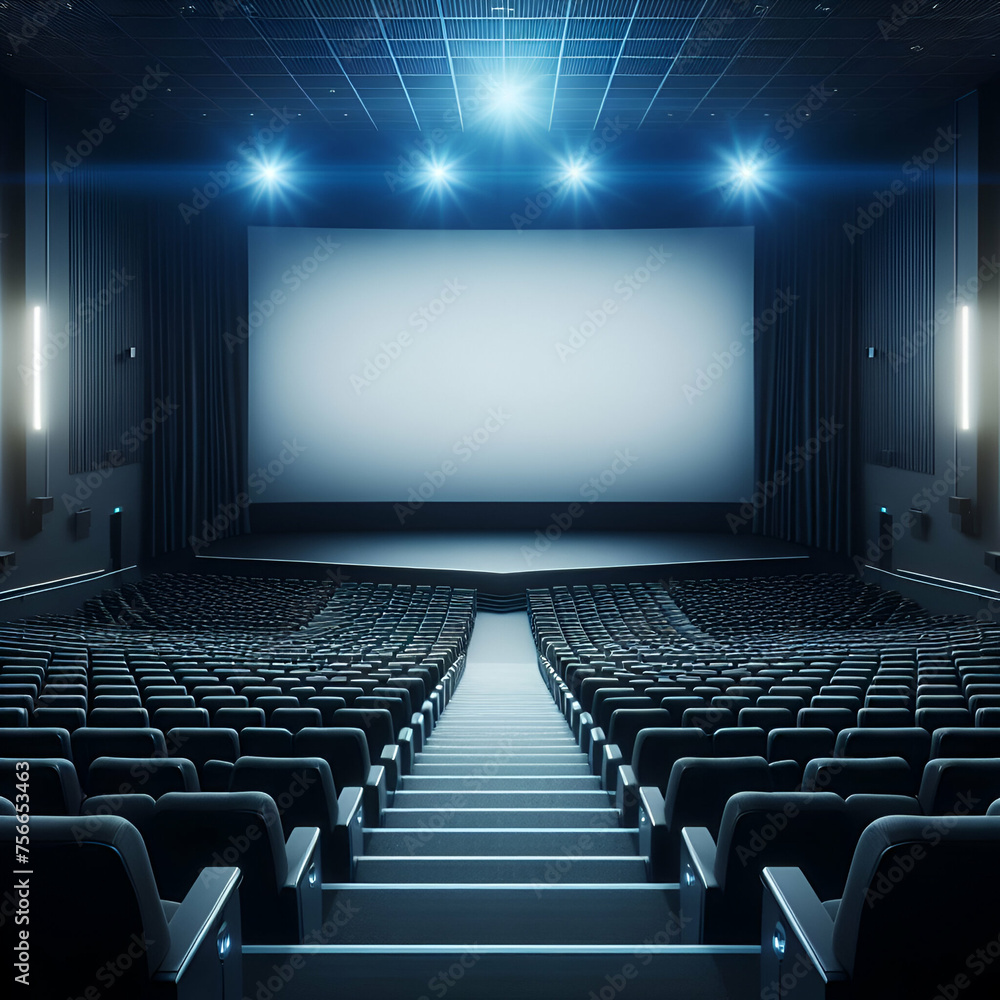 cinema auditorium with chairs and screen mockup 