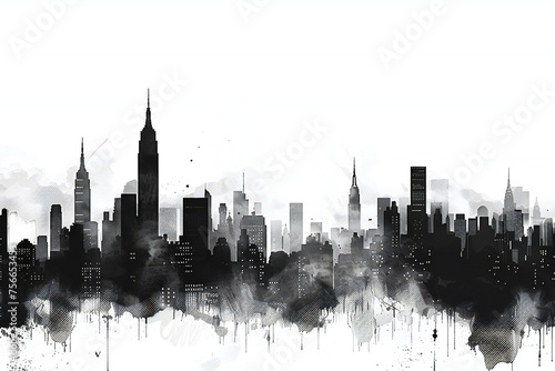 city skyline  reflection  NY  black and white  grunge   silhouette  skyline  skyscraper  usa